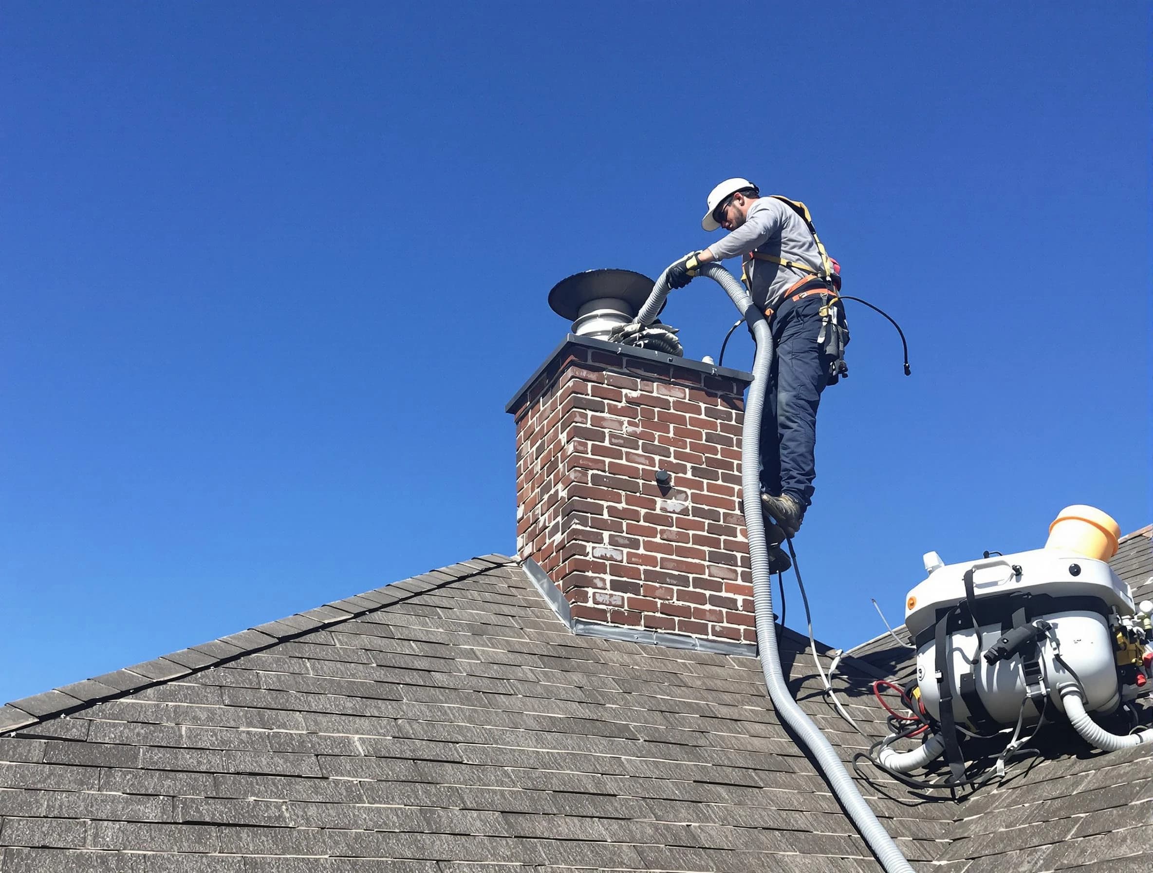 Dedicated Pemberton Chimney Sweep team member cleaning a chimney in Pemberton, NJ