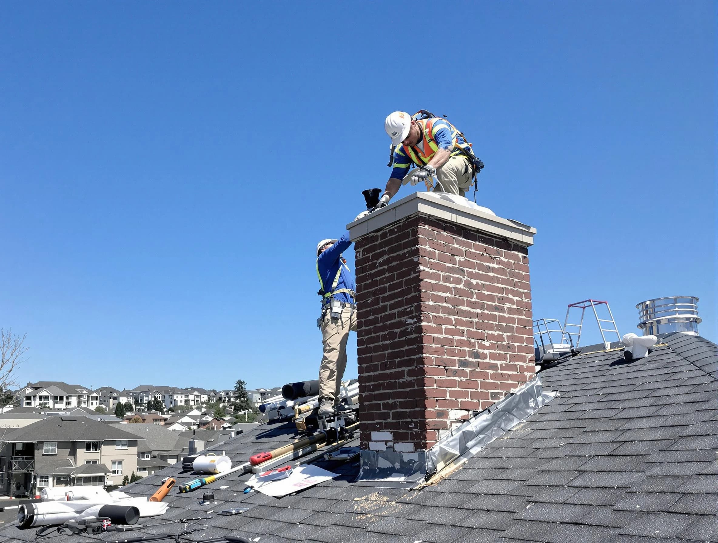 Pemberton Chimney Sweep repairing a chimney crown in Pemberton, NJ