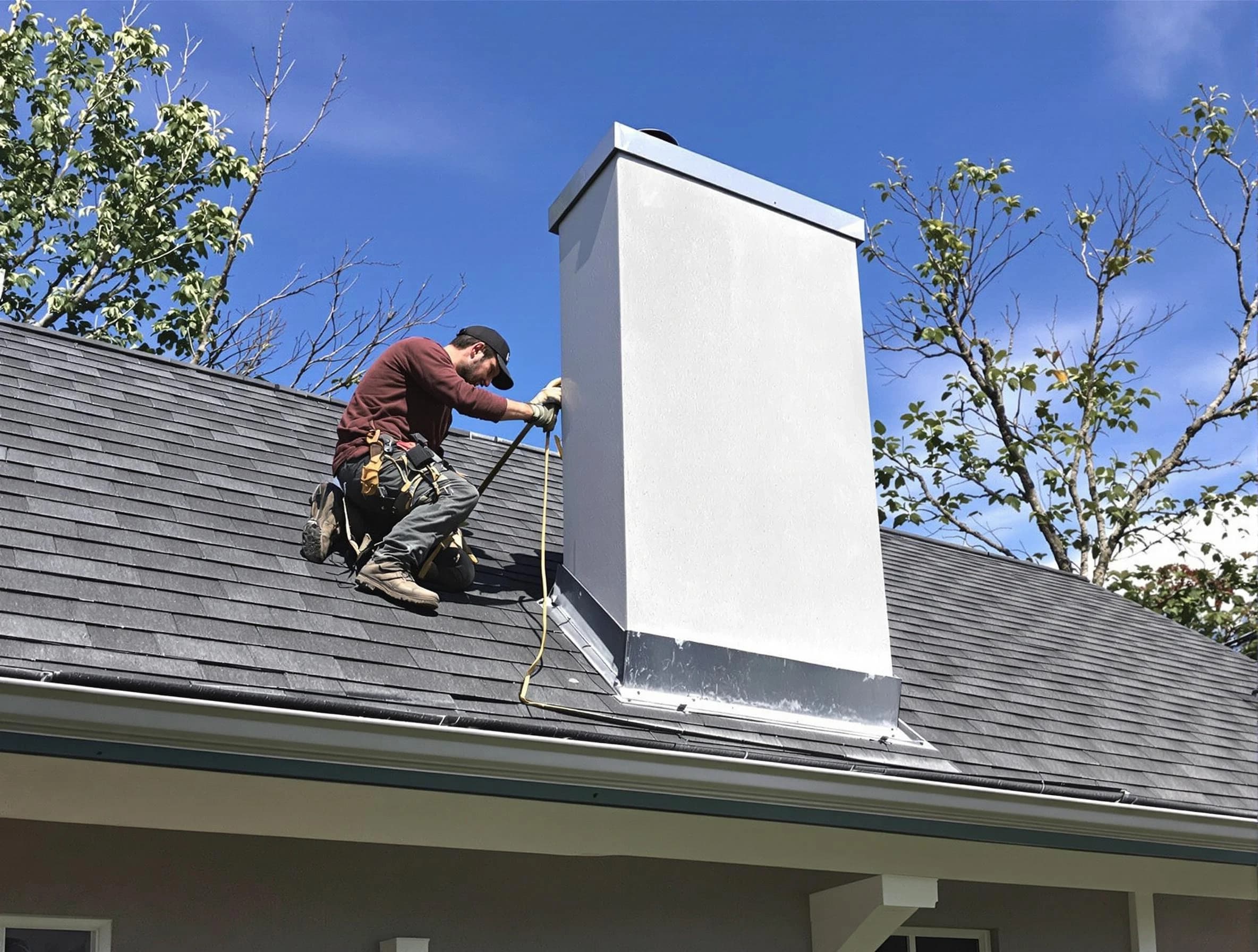 Pemberton Chimney Sweep team member finishing chimney construction in Pemberton, NJ