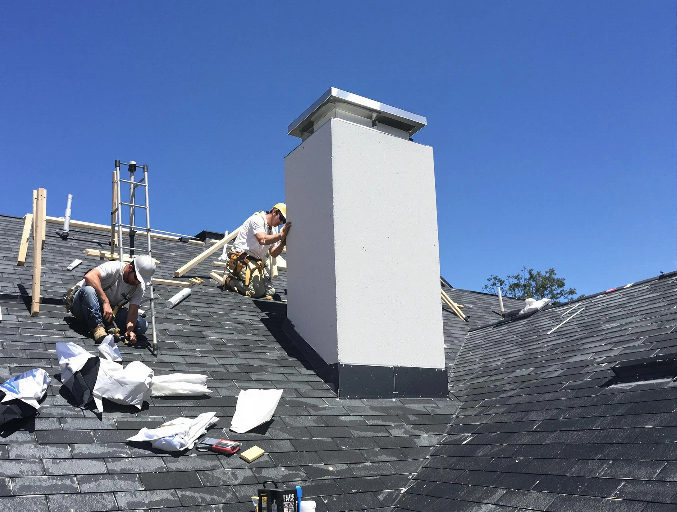 Pemberton Chimney Sweep crew installing a new chimney in Pemberton, NJ