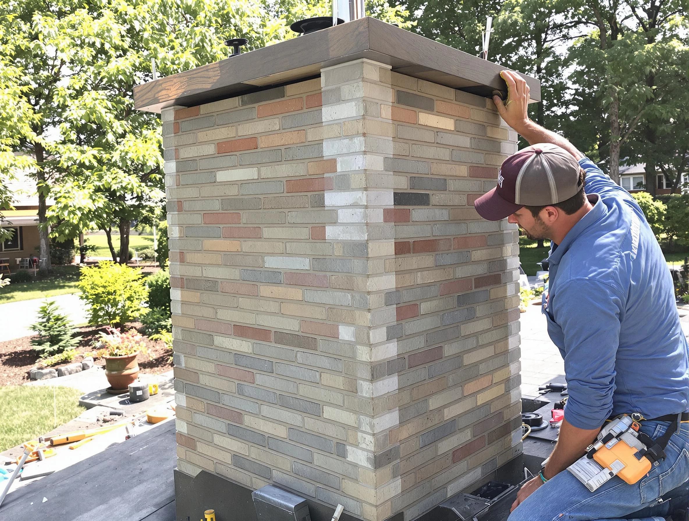 Pemberton Chimney Sweep completing a modern chimney remodel in Pemberton, NJ