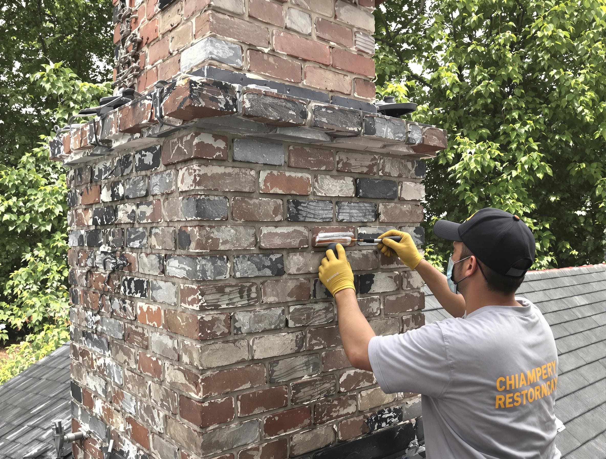 In-progress chimney restoration by Pemberton Chimney Sweep in Pemberton, NJ