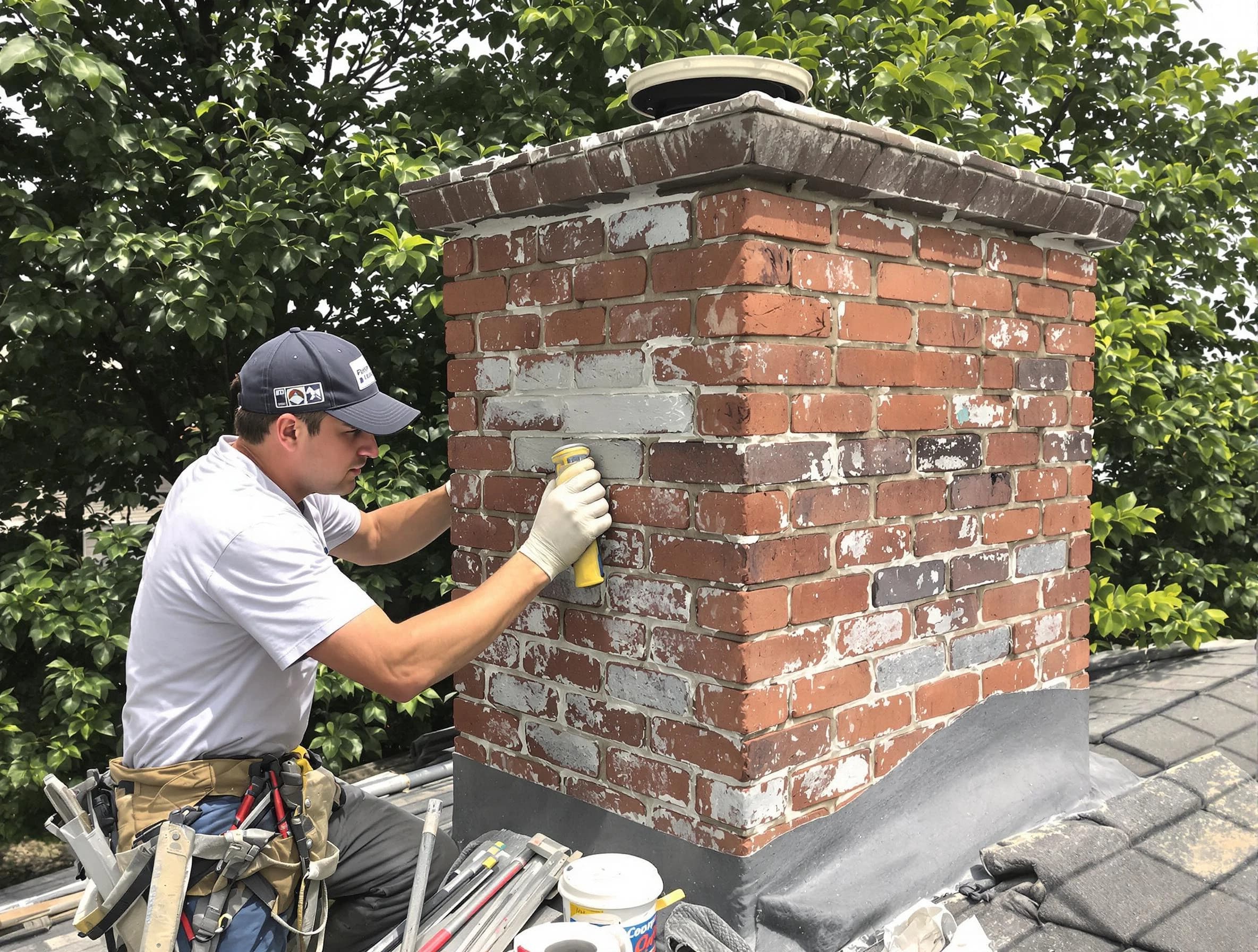 Pemberton Chimney Sweep restoring an aging chimney in Pemberton, NJ